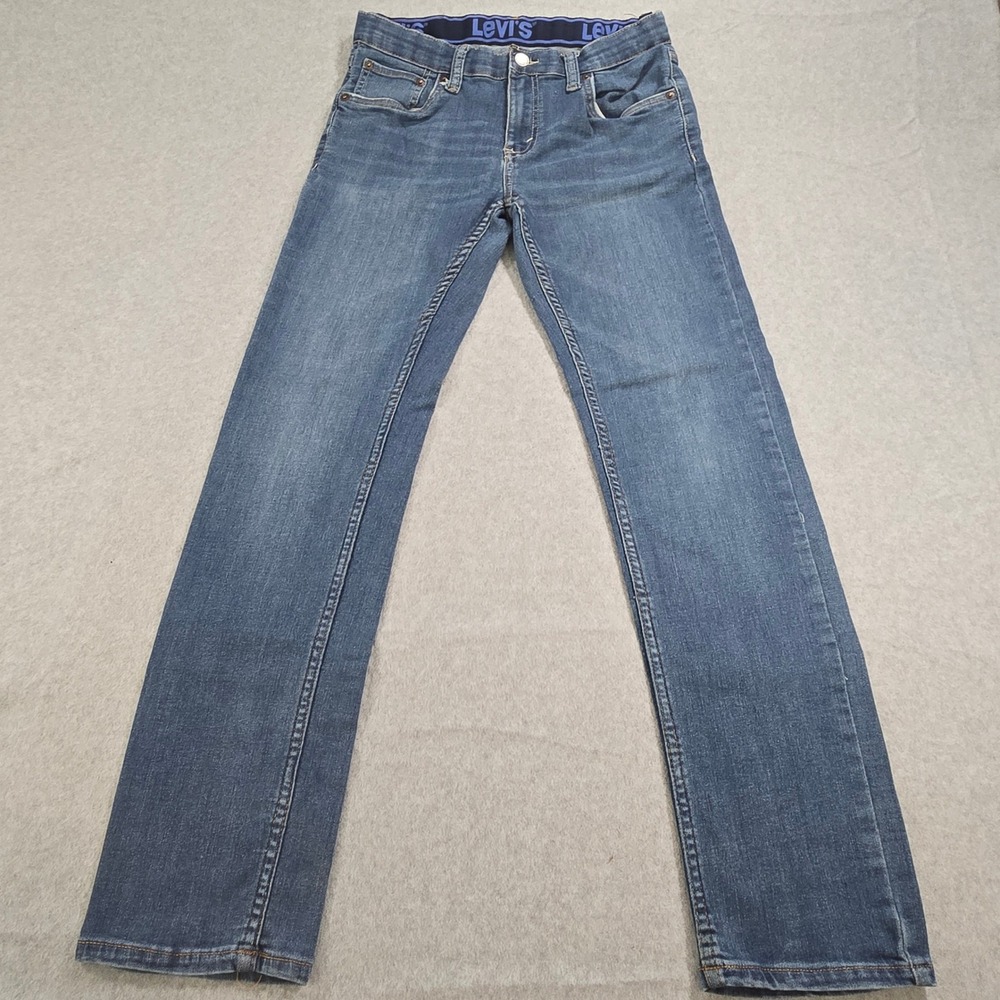 Levis 502 Regular Taper Fit Jeans Boys Size 16 Reg Blue Denim Elastic Waistband